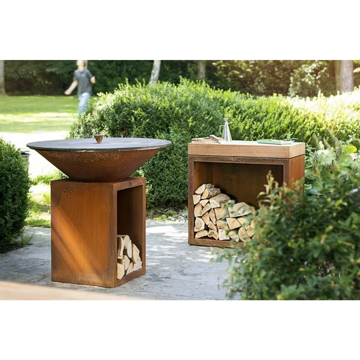 Billot Corten Et Bois De Teck 90 Cm - Ofyr – Image 3
