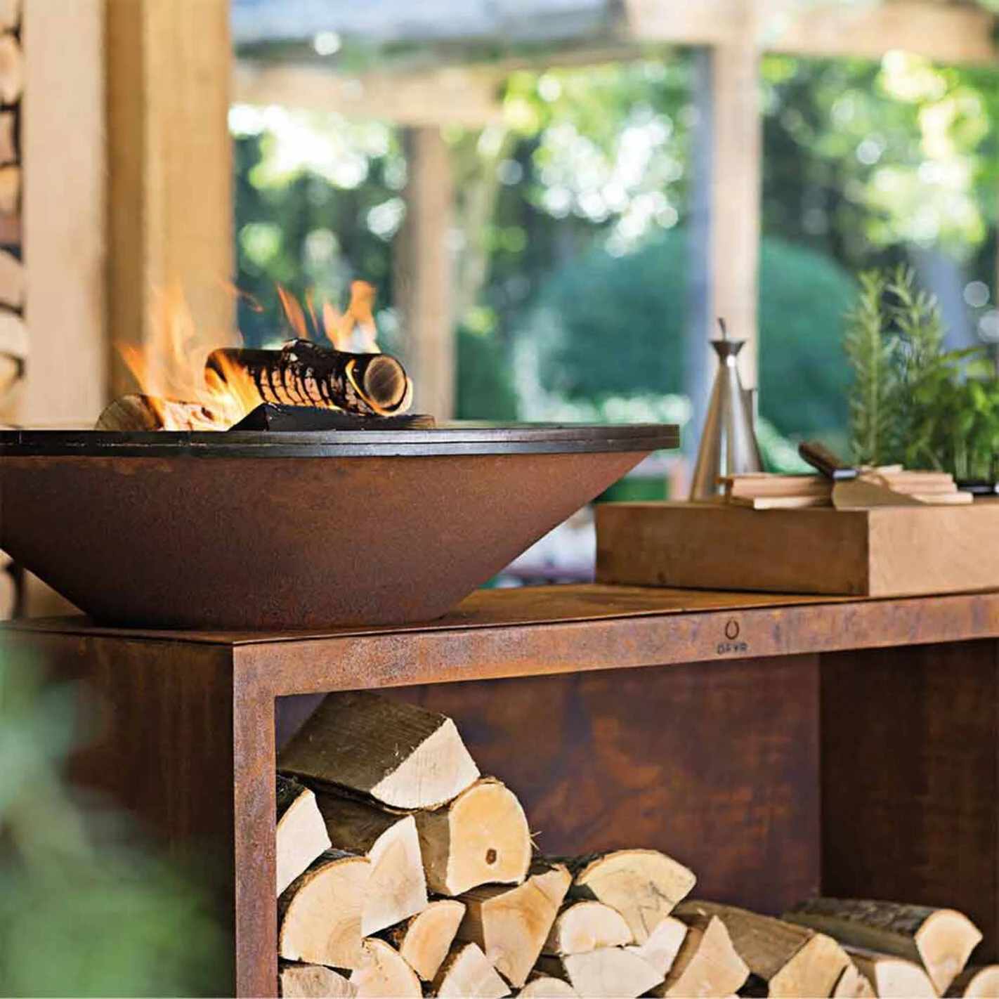 Brasero Plancha OFYR Island 100 En Corten + Plan De Travail Teck – Image 9