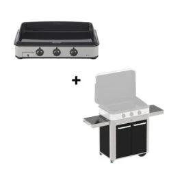 Pack Plancha Gaz Enosign 80 Inox Et Noir + Chariot - ENO