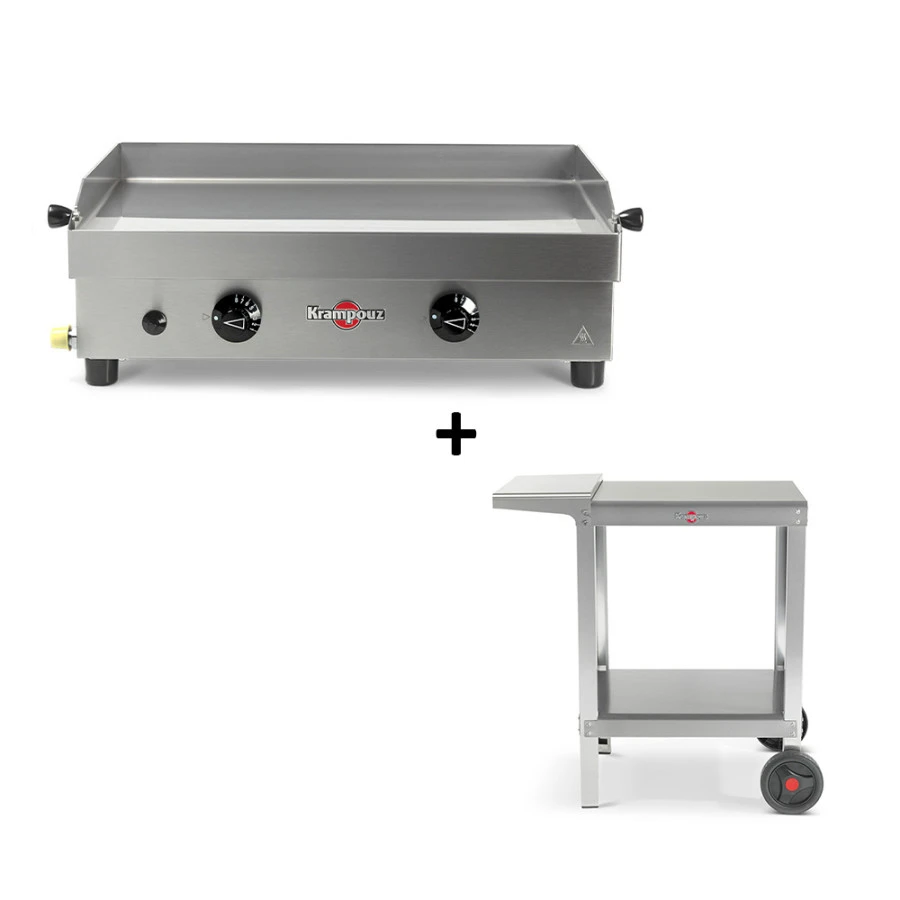 Pack Plancha Gaz Samba + Chariot Compact Plein - Krampouz
